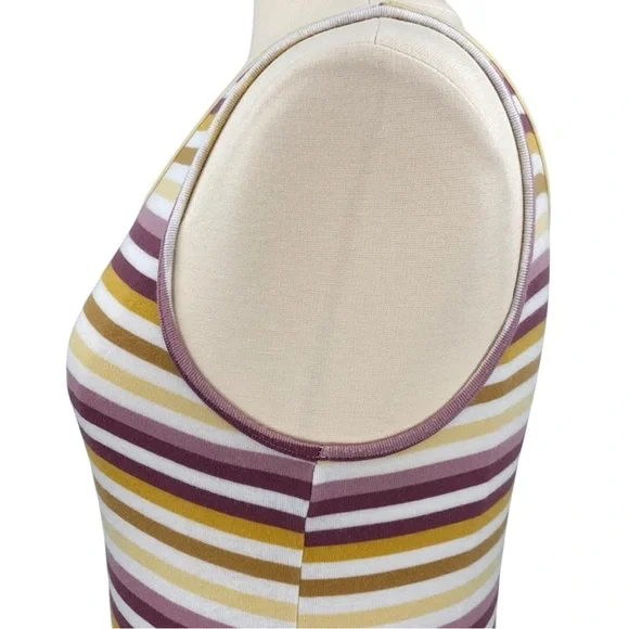 A New Day Yellow and Purple Striped Target Classic Casual Scoop Neck Tank Top - Picture 10 of 13